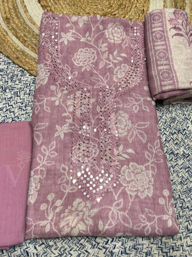 Purple Linen Dress Material