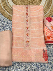 Peach Chanderi Dress Material