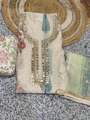 Off White Chanderi Dress Material