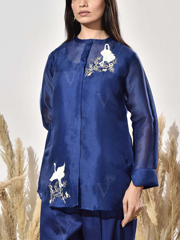 Blue Organza Co Ord Set