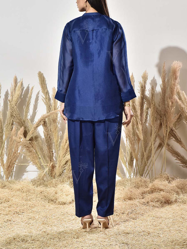 Blue Organza Co Ord Set