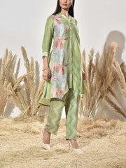 Mint Green Vasansi Silk Printed Kurta and Pant Set