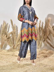 Grey Vasansi Silk Embroidered Kurta and Pant Set