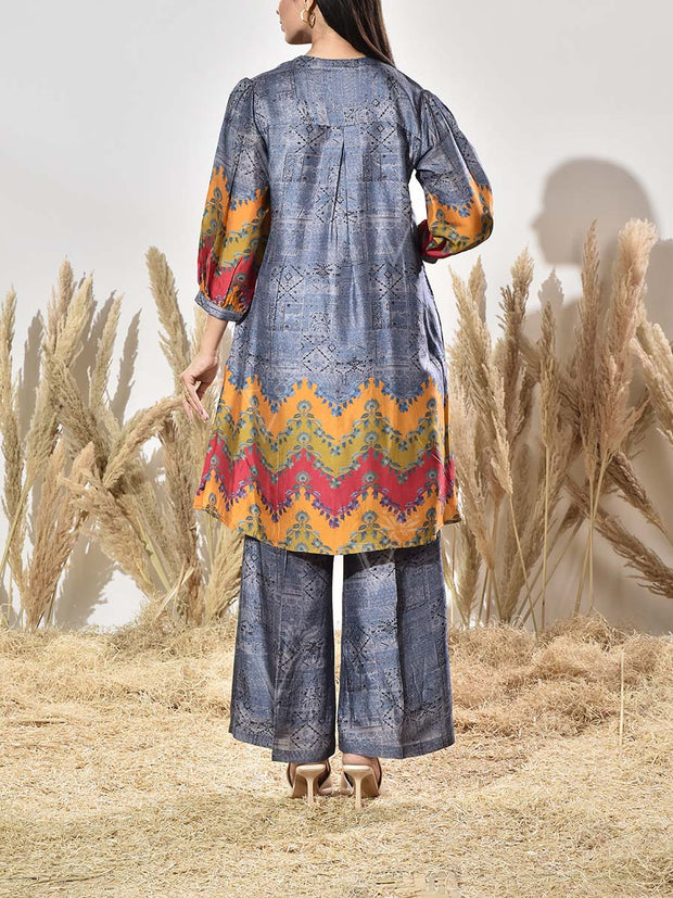 Grey Vasansi Silk Embroidered Kurta and Pant Set