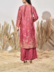 Peach Vasansi Silk Embroidered Kurta and Pant Set