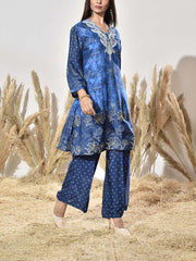 Blue Vasansi Silk Embroidered Kurta and Pant Set