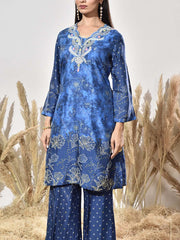 Blue Vasansi Silk Embroidered Kurta and Pant Set