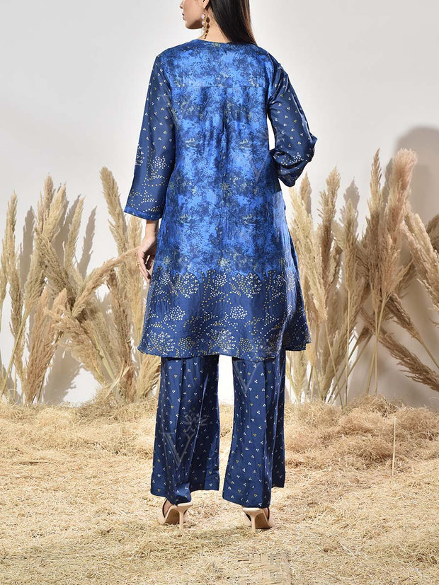 Blue Vasansi Silk Embroidered Kurta and Pant Set