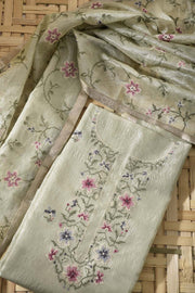 Pista Green Tissue Silk Dress Material