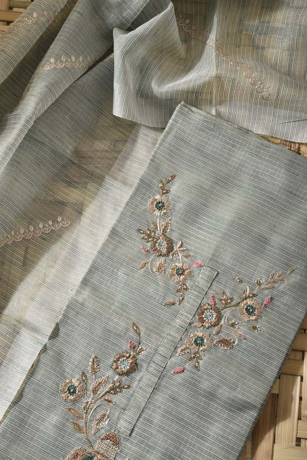 Green Tissue Silk Dress Material