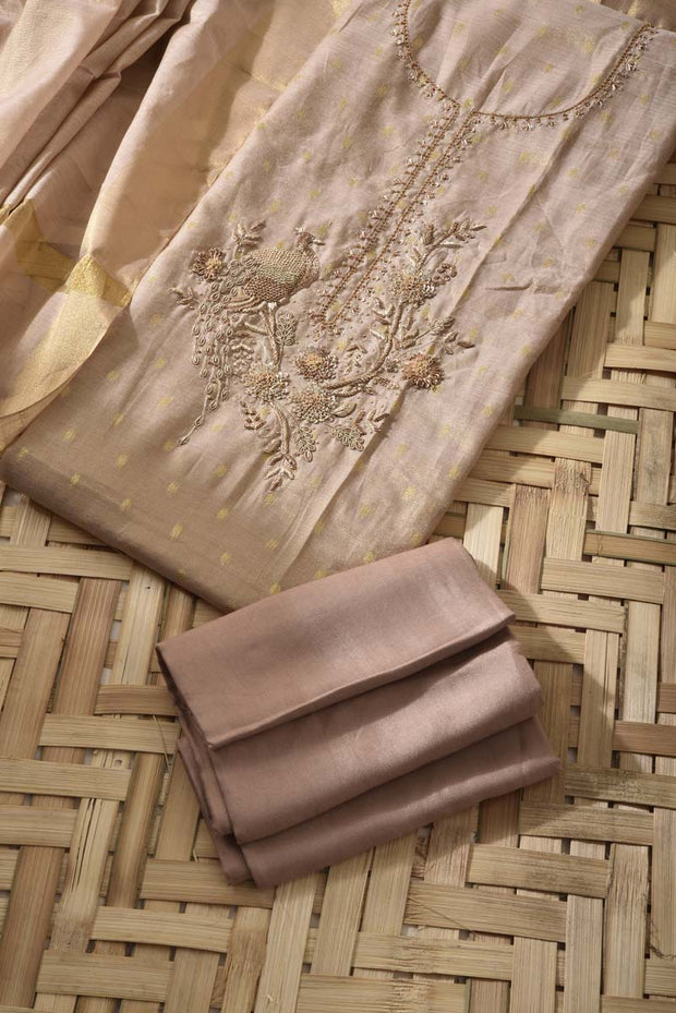 Golden Tissue Silk Dress Material