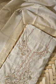 Beige Tissue Silk Dress Material