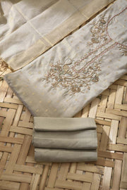 Beige Tissue Silk Dress Material