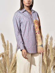 Grey Cotton Printed Shirt