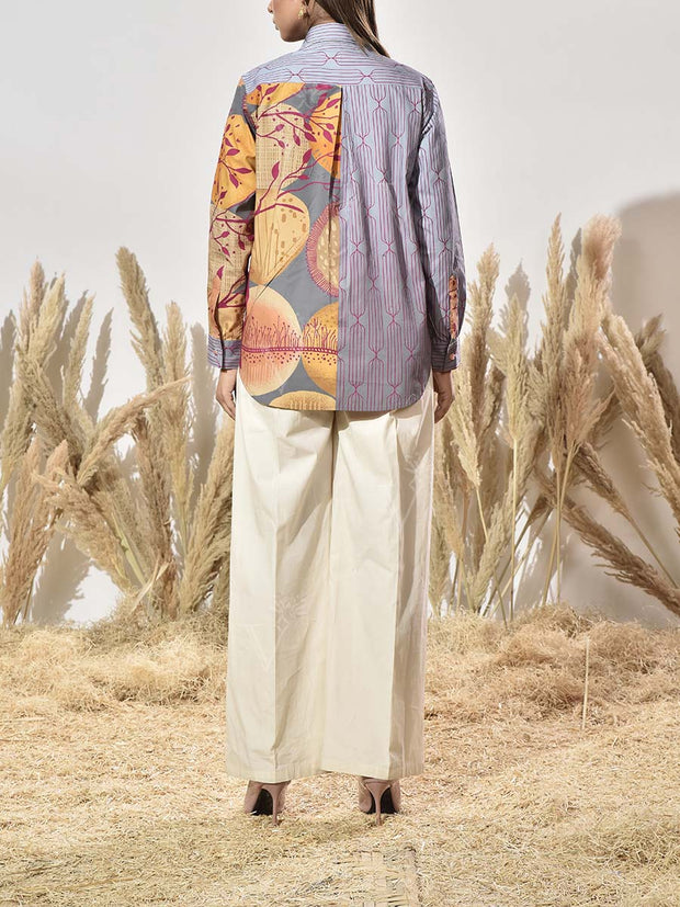 Grey Cotton Printed Shirt