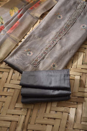 Steel Grey Tissue Cotton Dress Material