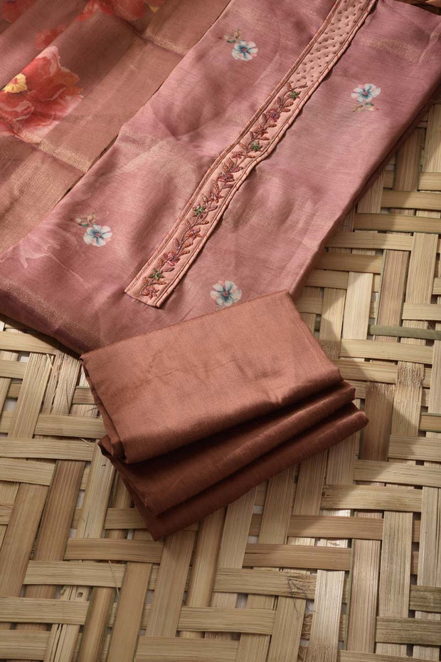 Peach Tissue Cotton Dress Material