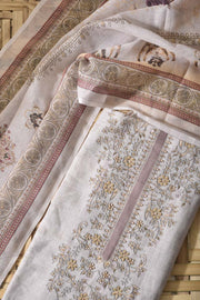 Beige Linen Cotton Dress Material