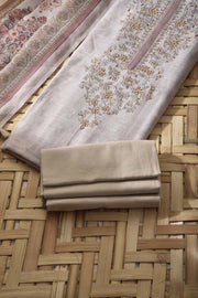 Beige Linen Cotton Dress Material
