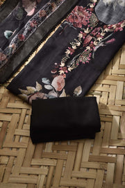 Black Linen Cotton Dress Material