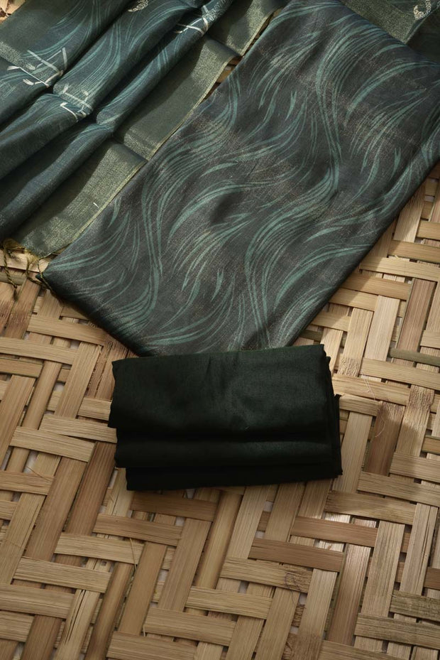 Bottle Green Tissue Cotton Dress Material