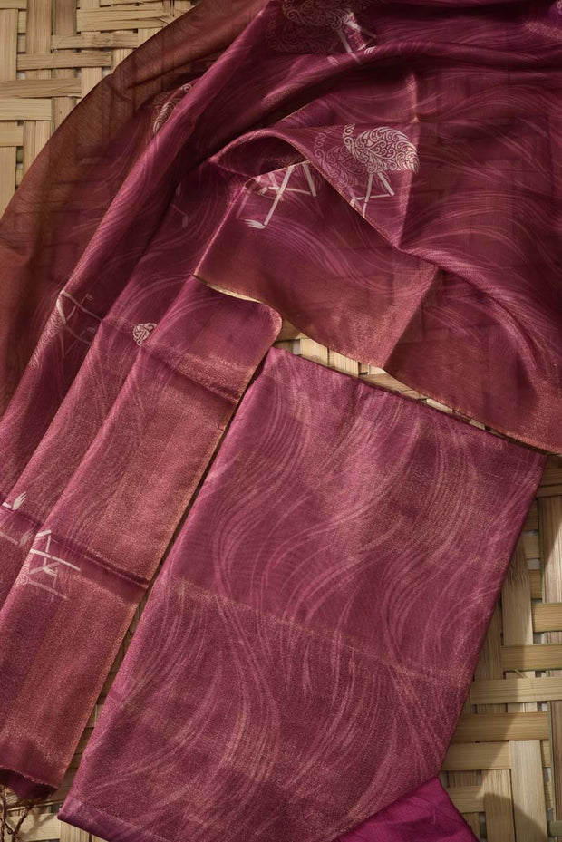 Magenta Tissue Cotton Dress Material