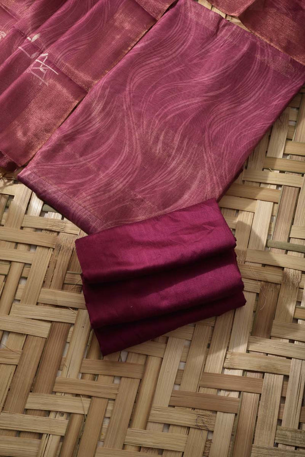Magenta Tissue Cotton Dress Material