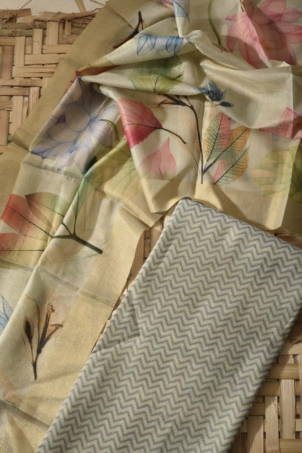 Pista Green Tissue Cotton Dress Material
