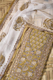 Coriender Green Cotton Dress Material