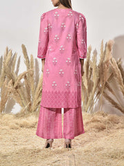 Pink Cotton Printed Kurta and Pant Set