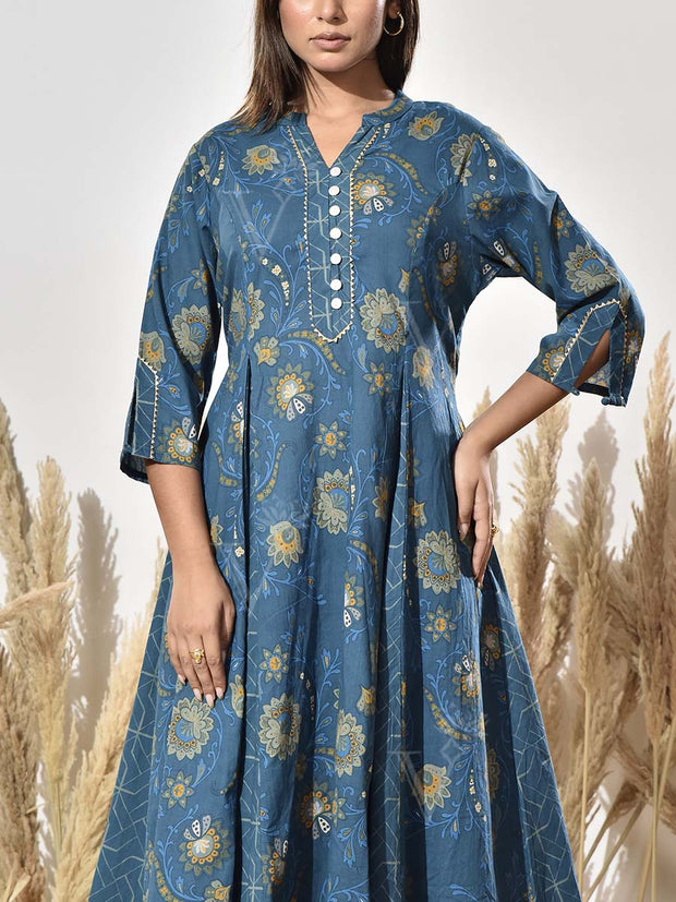Blue Cotton Kurta and Pant Set