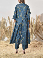 Blue Cotton Kurta and Pant Set
