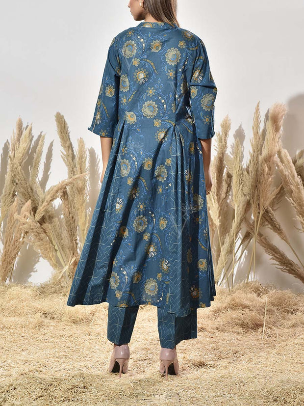 Blue Cotton Kurta and Pant Set