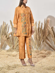 Yellow Embroidered Vasansi Silk Co Ord Set