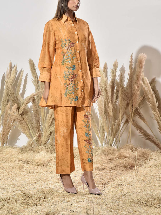 Yellow Embroidered Vasansi Silk Co Ord Set