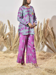 Purple and Green Vasansi Silk Printed Co Ord Set