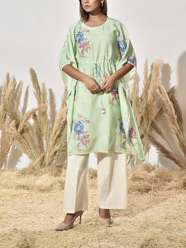 Green Vasansi Silk Printed Kaftan Top
