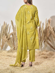 Green Cotton Printed Suit Set