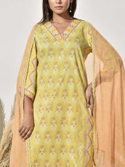 Lime Cotton Printed Suit Set