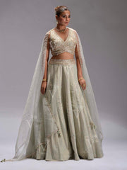 Tea Green Tissue Lehenga  Set