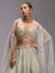 Tea Green Tissue Lehenga  Set
