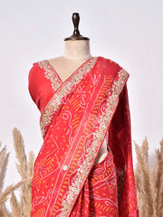 Red Gorgette Saree