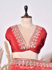 Red & Yellow Gorgette Saree