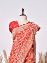 Red Banarasi Gorgette Saree