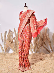 Red Banarasi Gorgette Saree