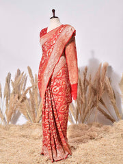 Red Banarasi Gorgette Saree