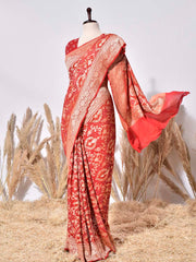 Red Banarasi Gorgette Saree