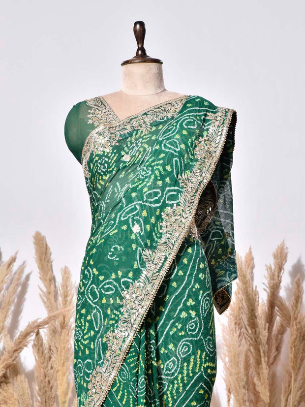 Green Gorgette Saree