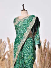 Green Gorgette Saree
