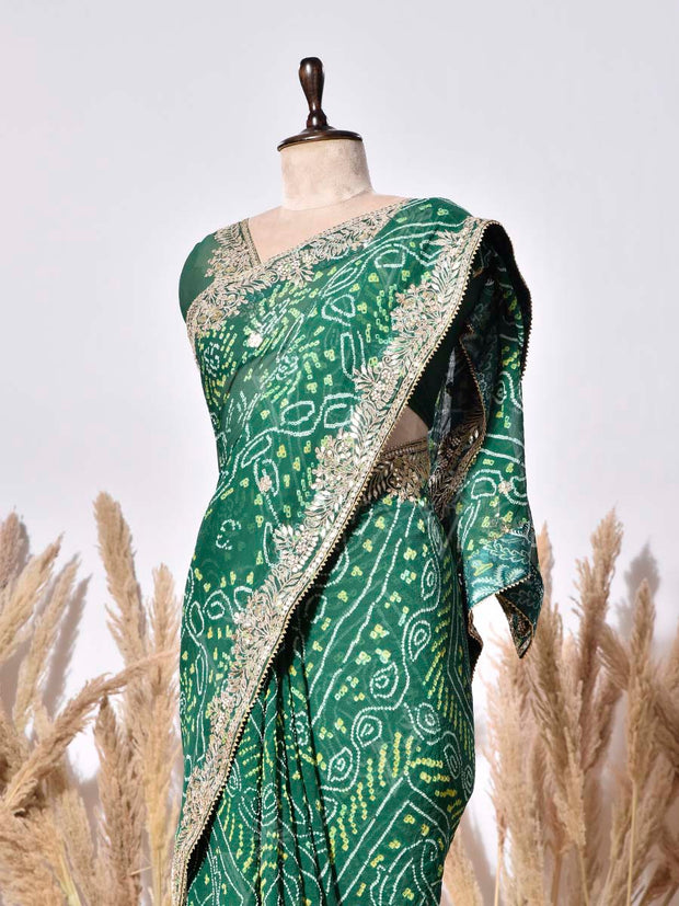 Green Gorgette Saree